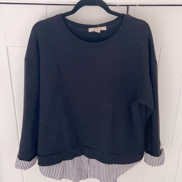 Forever 21 Crewneck Sweater with Striped Blouse Details | Size M - Picture 1 of 7